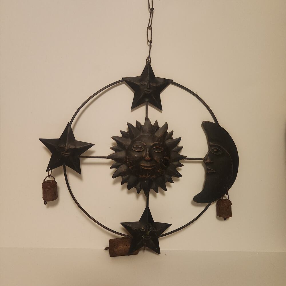 Metal Sun Moon and Stars Wind Chime Celestial